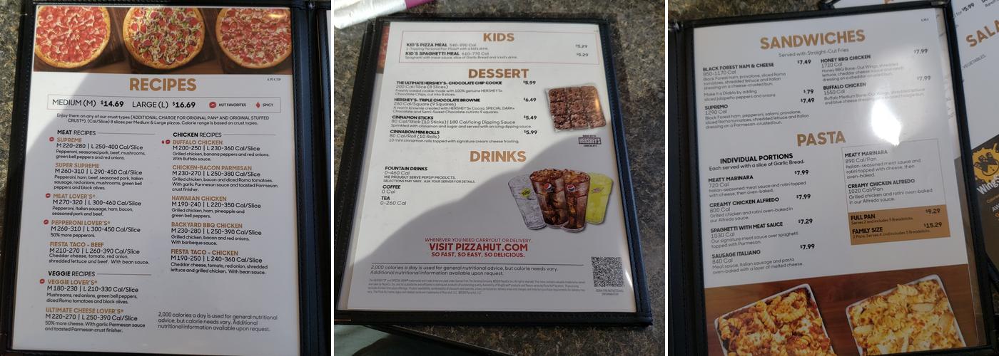 Pizza Hut Menu
