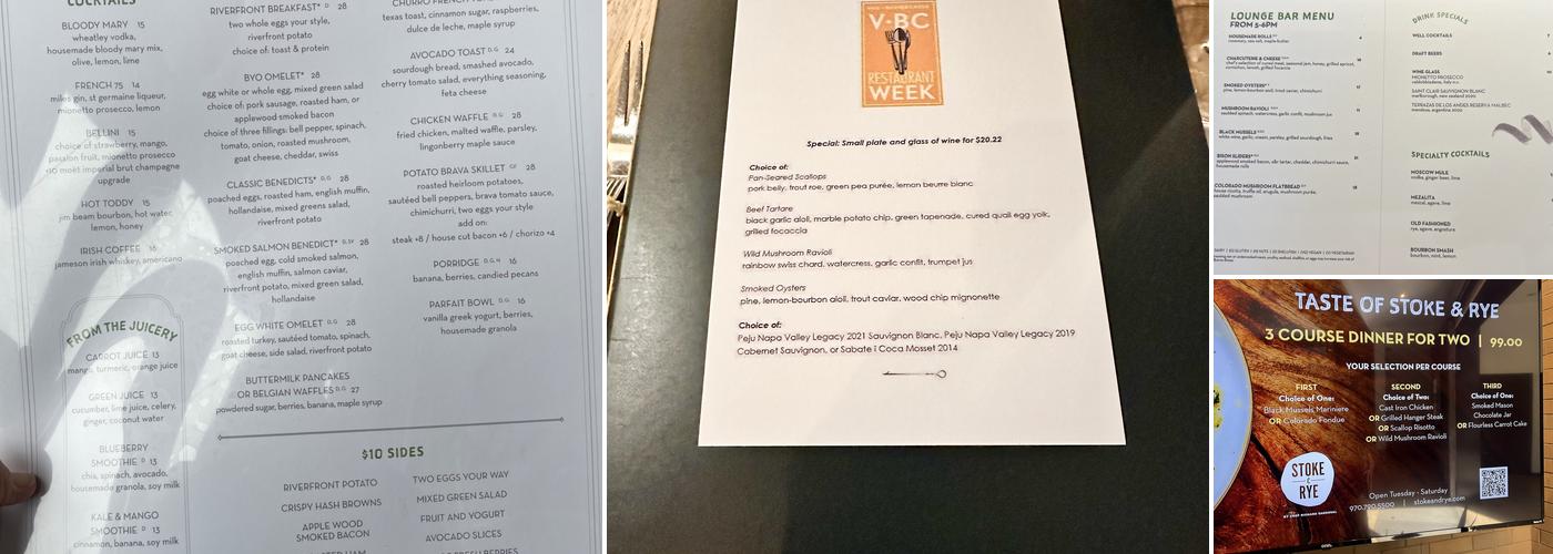 Stoke & Rye Menu