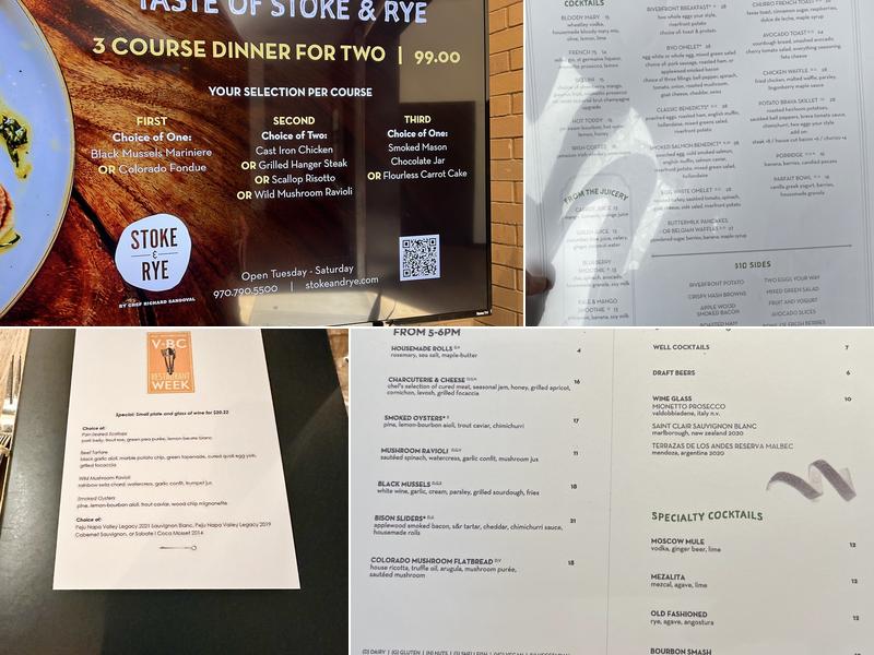 Stoke & Rye Menu