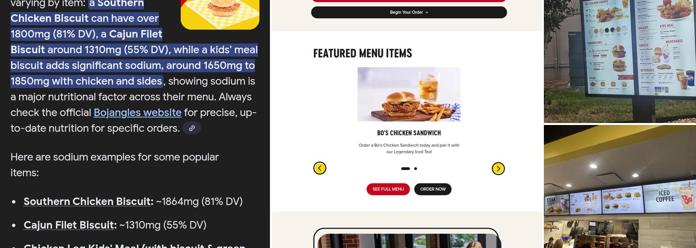 Bojangles Menu