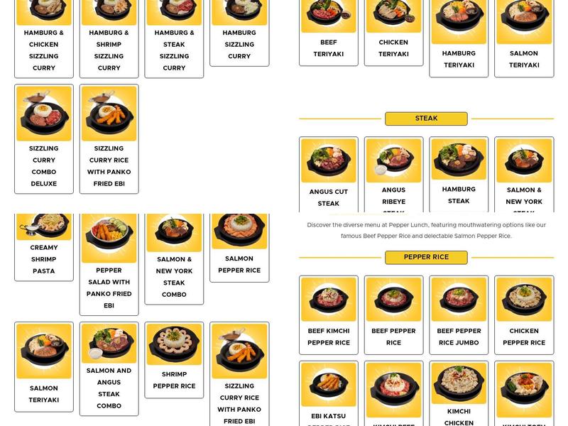 Pepper Lunch Menu