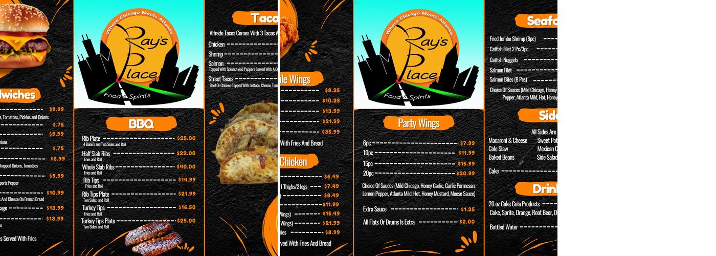 Ray’s Place Menu