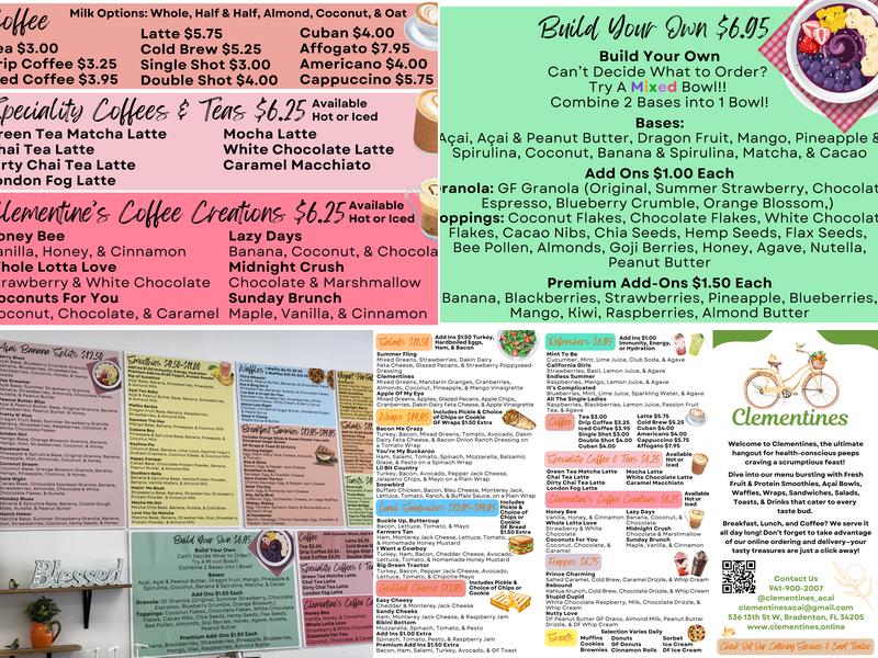 Clementines Menu