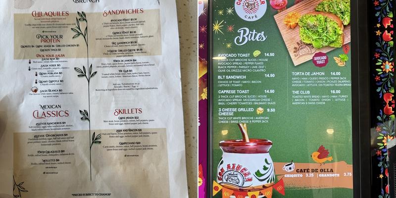 Con Azucar Cafe Menu