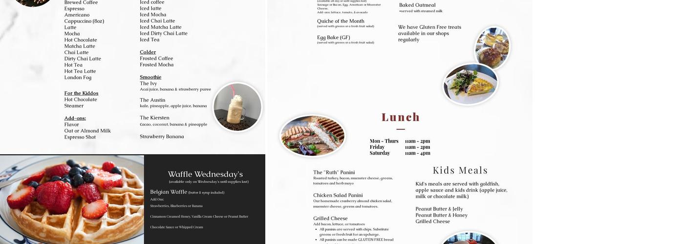 The Cracked Pot Coffee Shop Menu