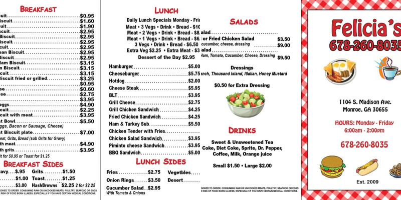 Felicia’s Kitchen Menu