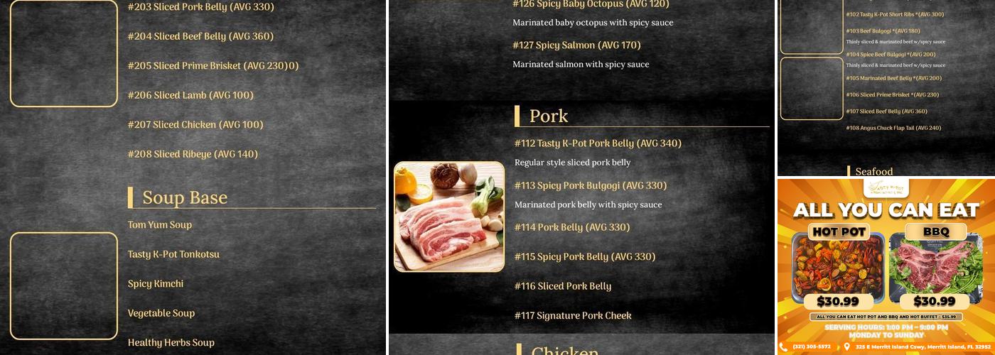 Tasty K-Pot Menu