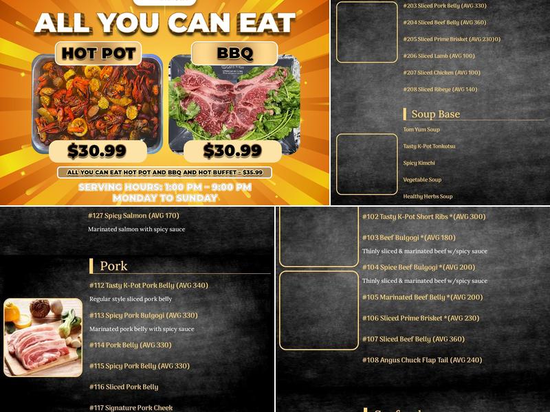 Tasty K-Pot Menu