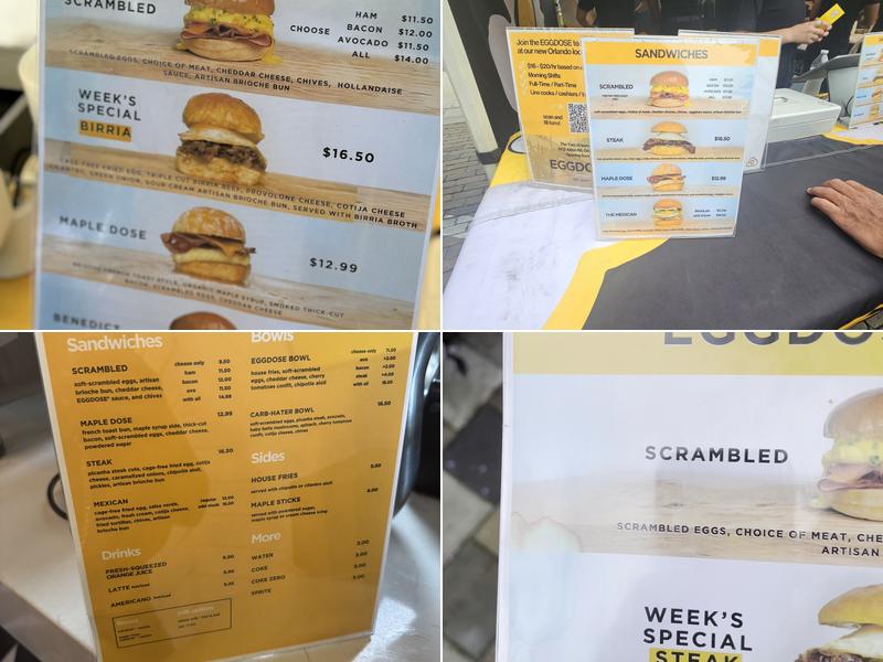 EGGDOSE Menu