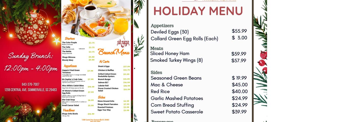 Shugs Menu