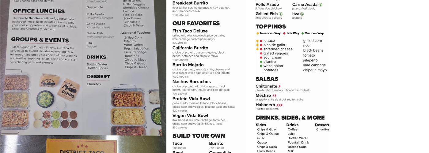 District Taco Menu