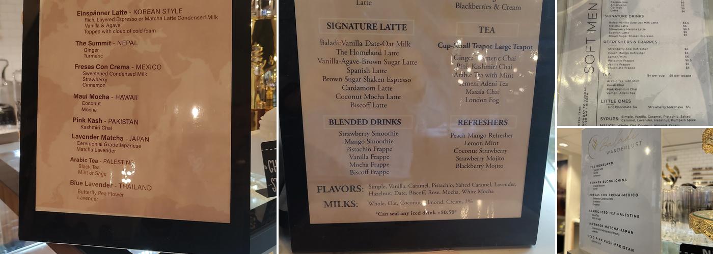 Baladi Coffee Menu