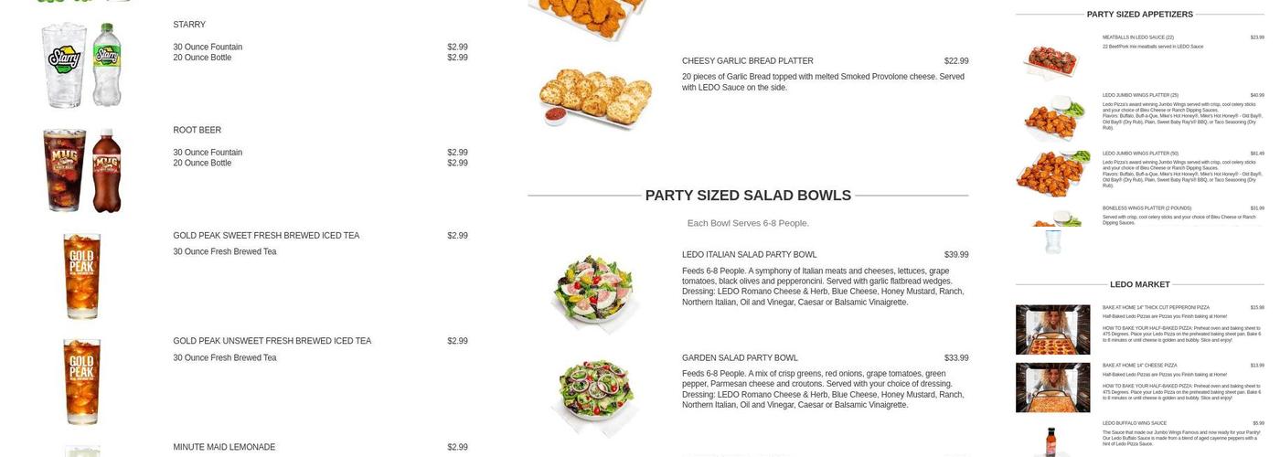 Ledo Pizza Menu