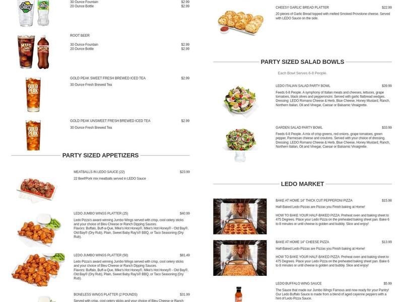 Ledo Pizza Menu