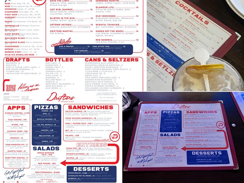 Drifters Kitchen & Bar Menu