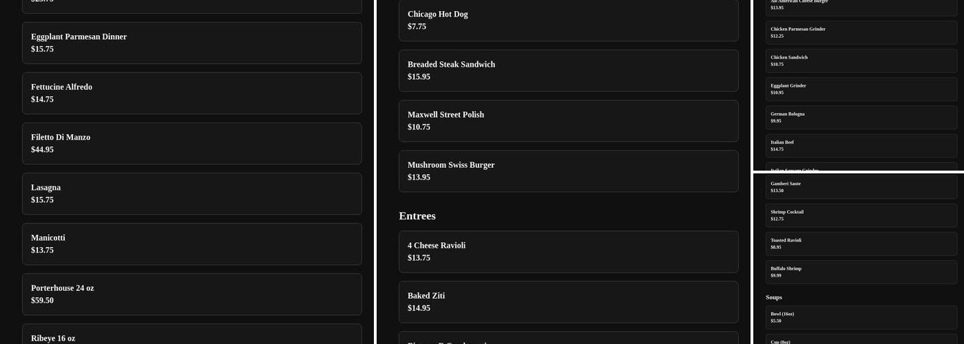 Jacobs Pub Menu