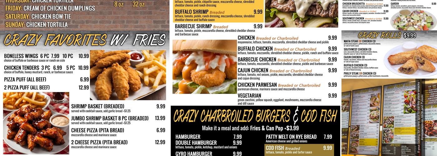 Crazy Wraps Menu