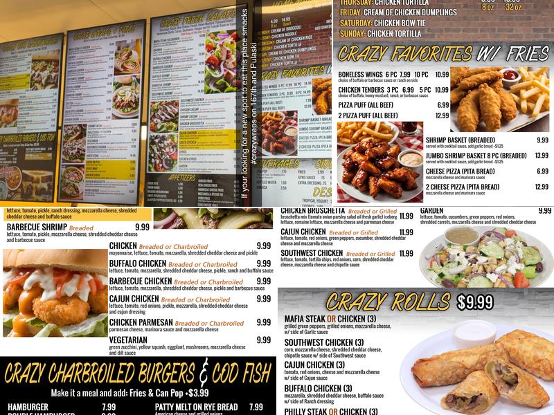 Crazy Wraps Menu