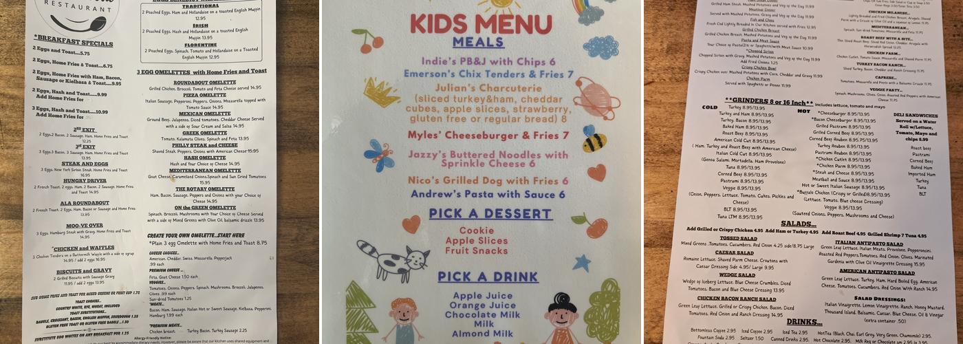 Roundabout Restaurant Menu
