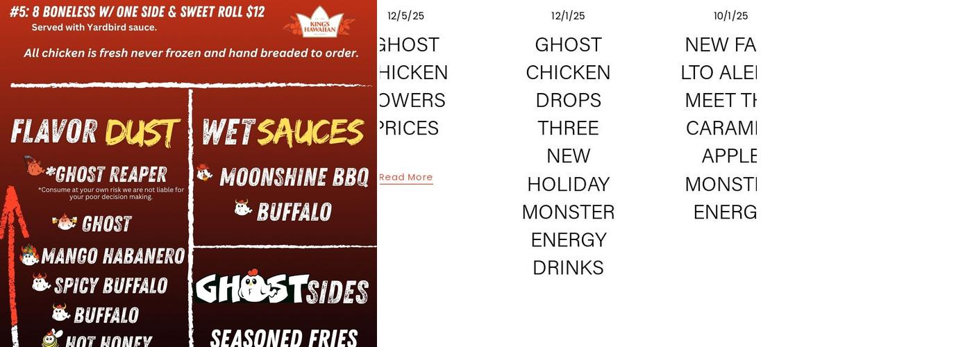 Ghost Chicken Menu