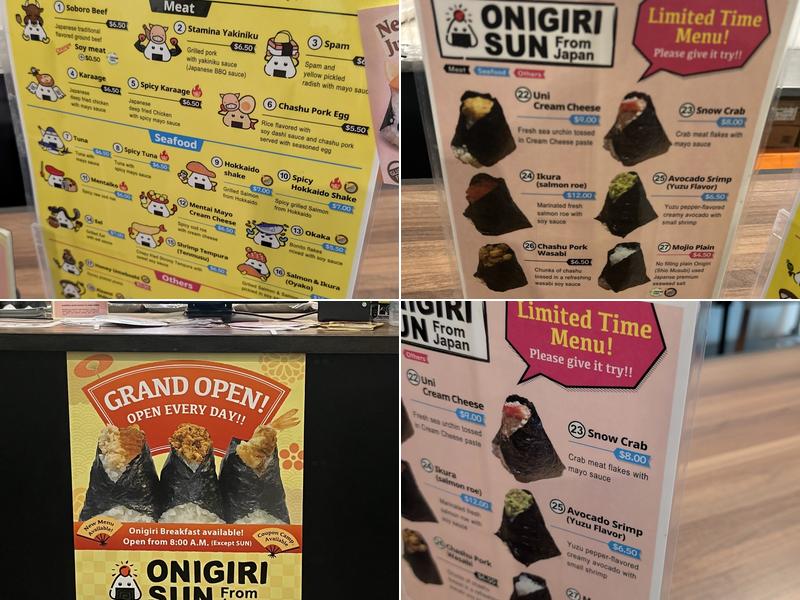 Onigiri Sun Menu