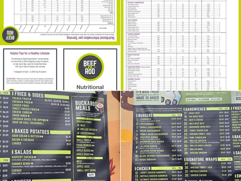 Beef-a-Roo Menu
