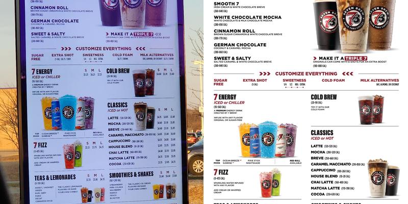 7 Brew Coffee Menu
