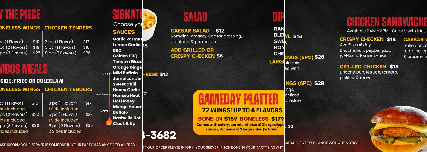 Sammy’s Wings Menu