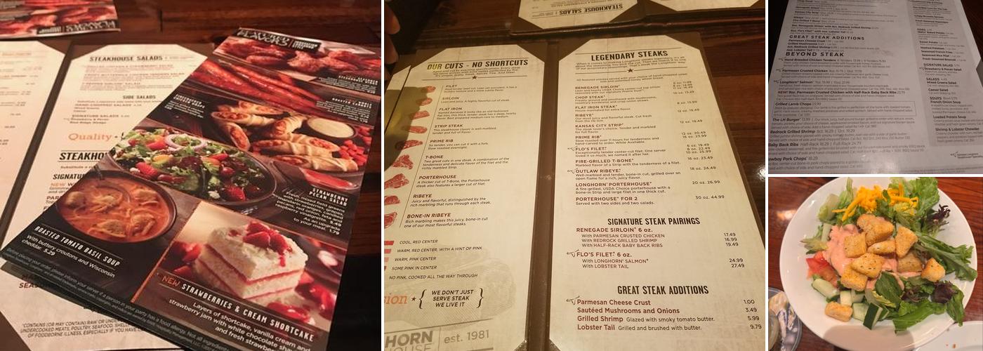 LongHorn Steakhouse Menu