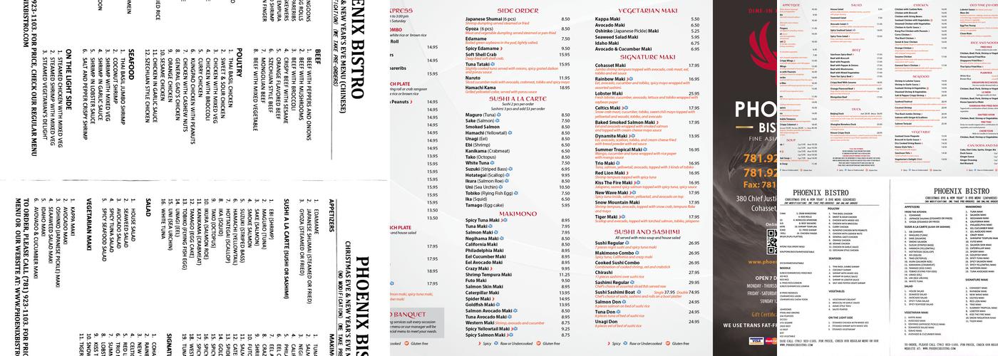 Phoenix Bistro Menu