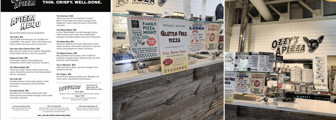 Ozzy's Apizza Menu