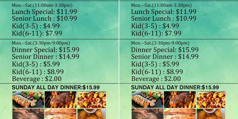 King buffet Menu