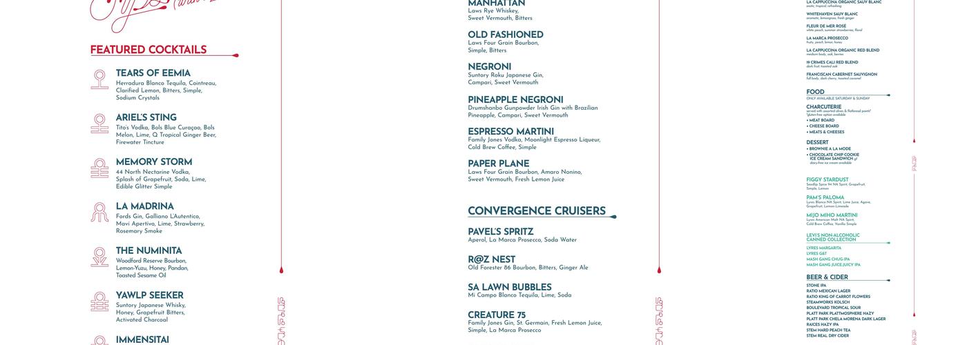 Sips (with a Z) Menu