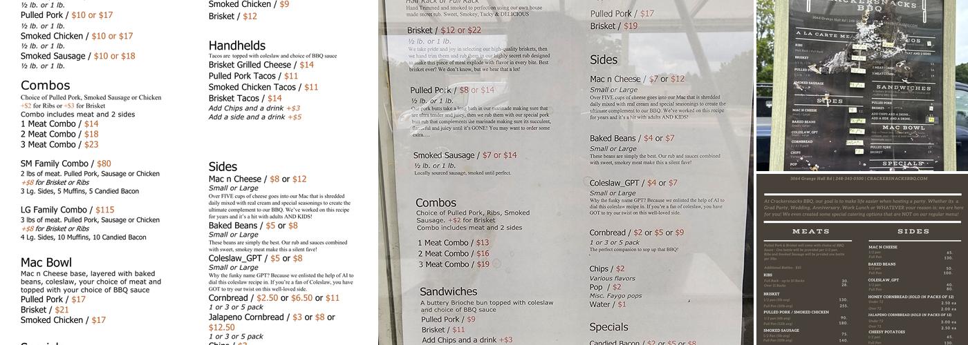 Crackersnacks BBQ Menu