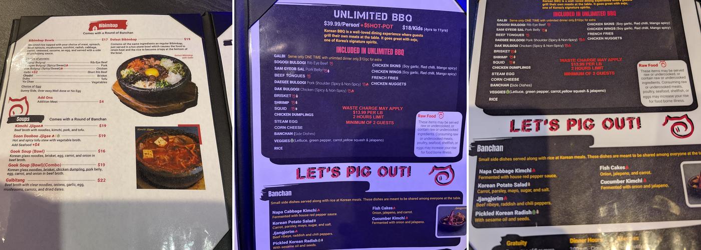 DAE GEE KOREAN BBQ Menu