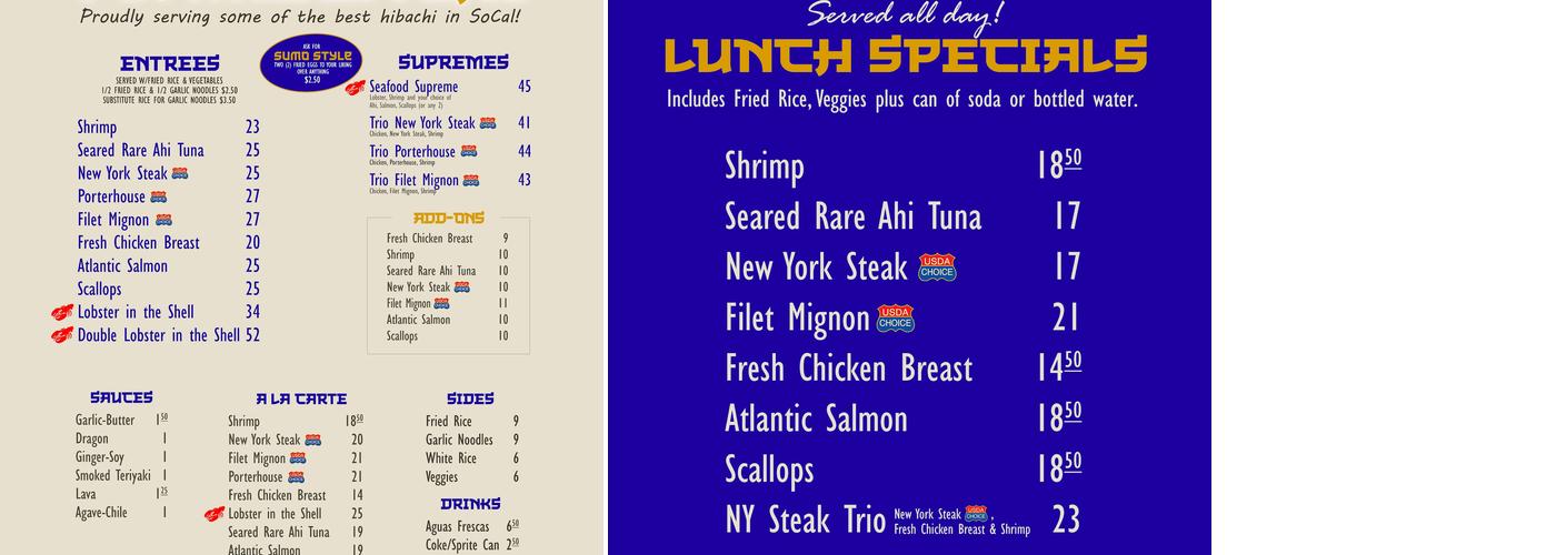 Flamebachi Menu