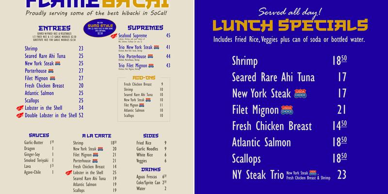 Flamebachi Menu