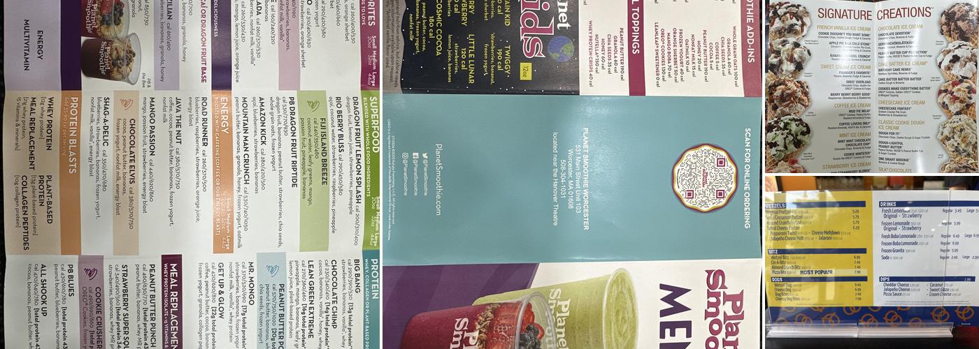 Planet Smoothie Menu