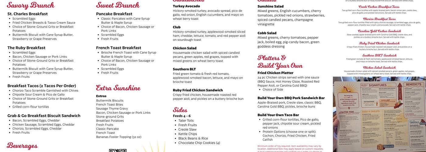 Ruby Slipper Menu