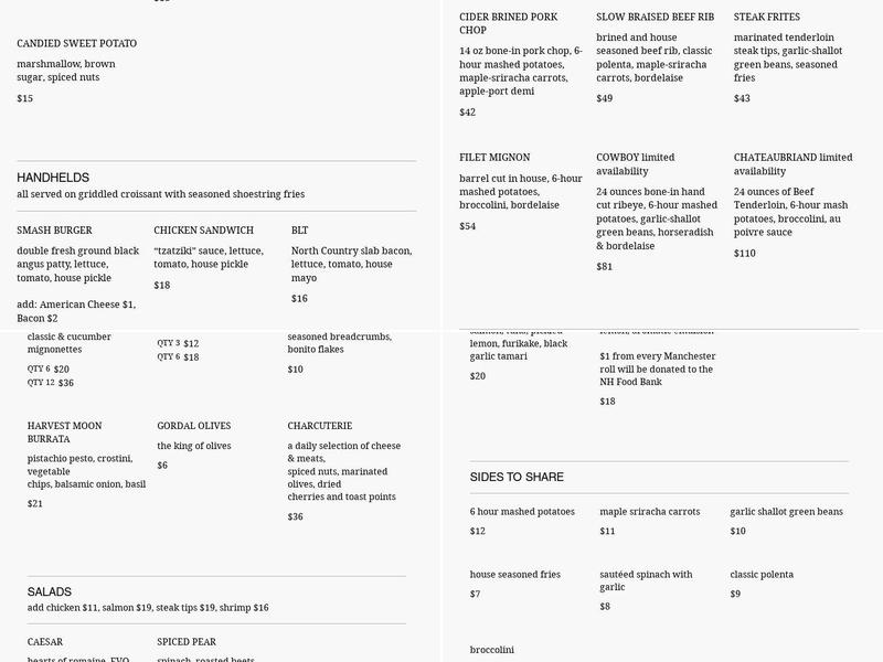 Evolution Bistro & Bar Menu