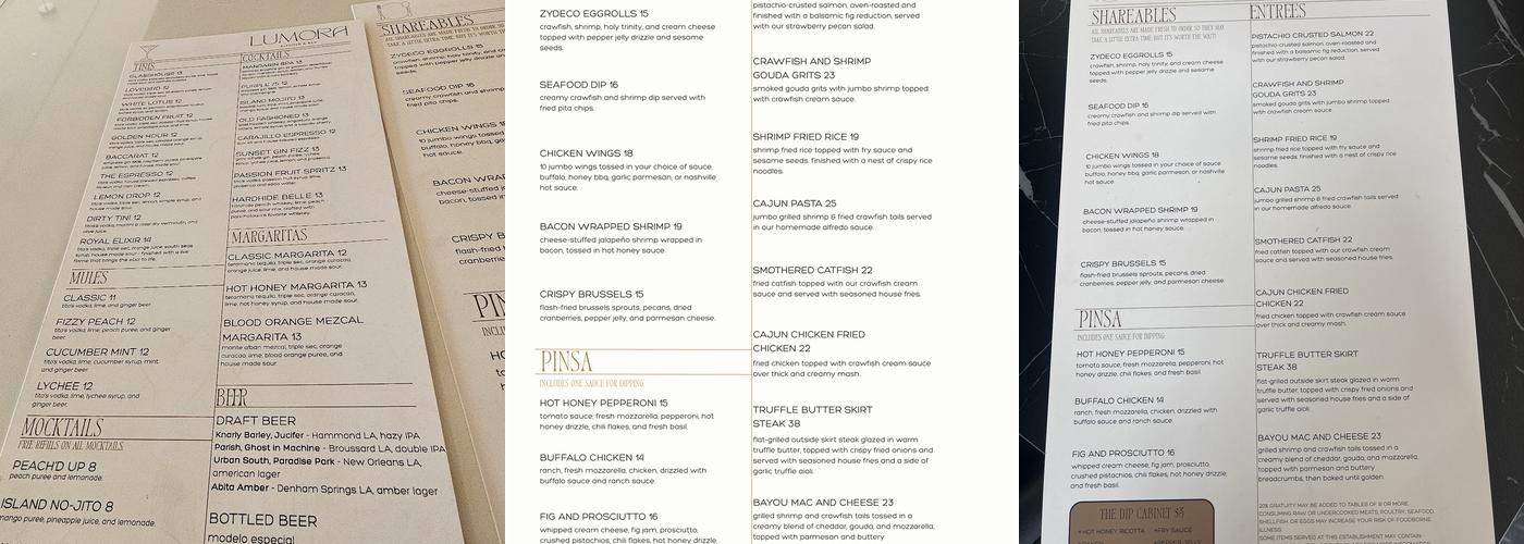 LUMORA Menu