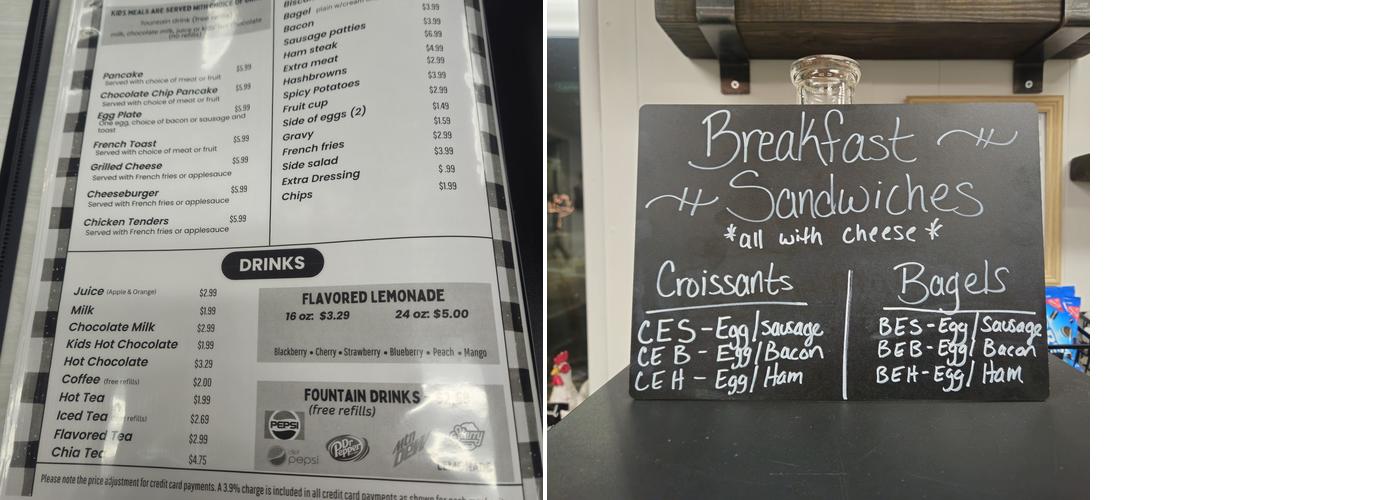Carmen's Diner Menu