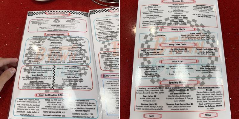 B Town Diner Menu