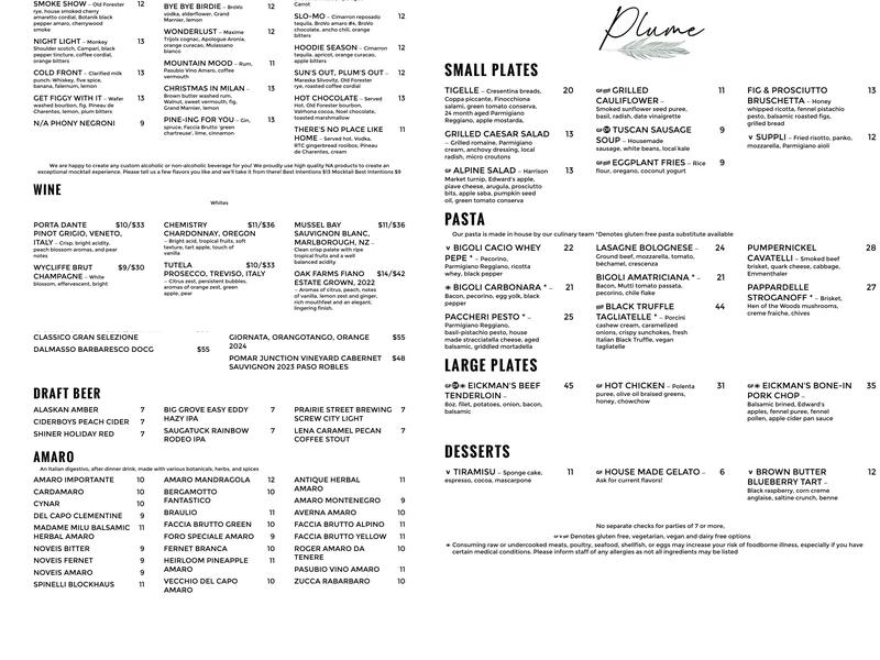 Plume Menu