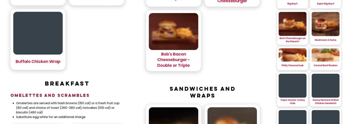 Bob's Big Boy Menu