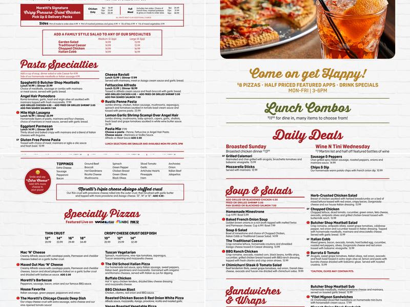 Moretti's Wheeling Menu