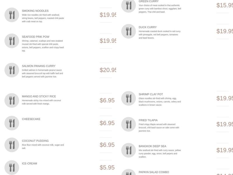 MeeThai Restaurant Menu
