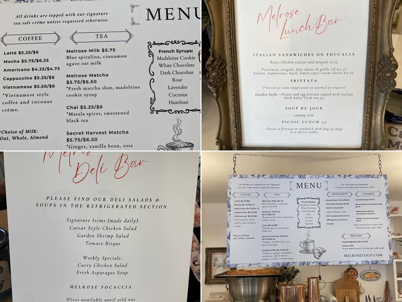 MELROSE Menu