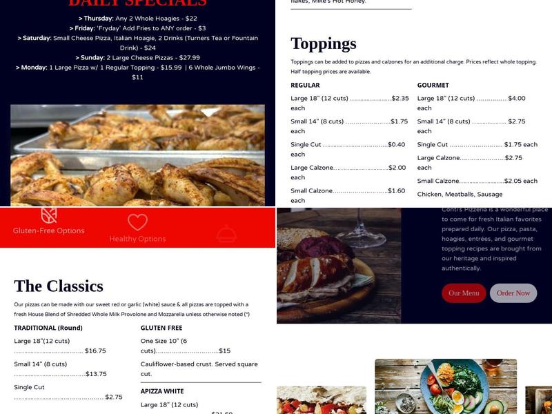 Conti’s Pizzeria & Pit Menu