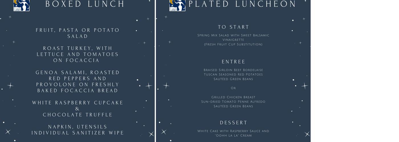 Luna's fine dining Menu